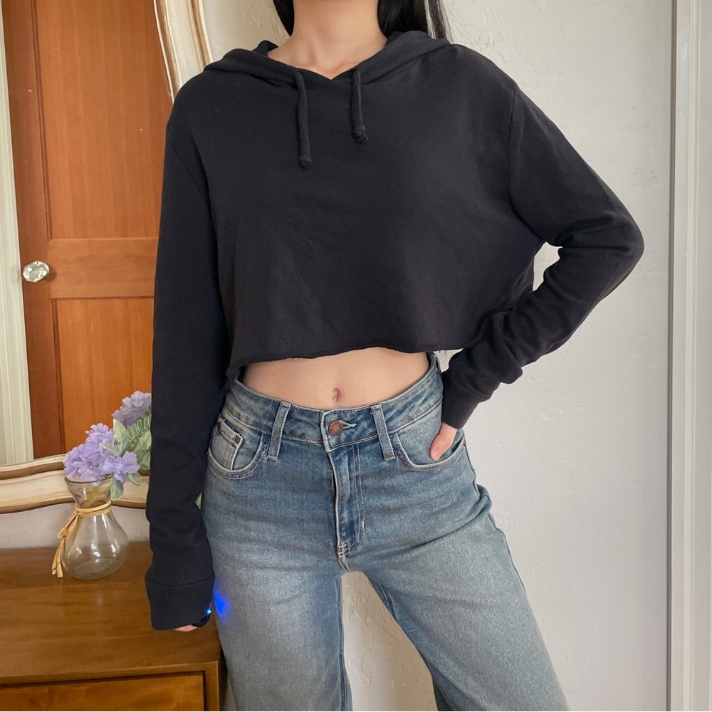 Rock and rose couture black cropped hoodie.